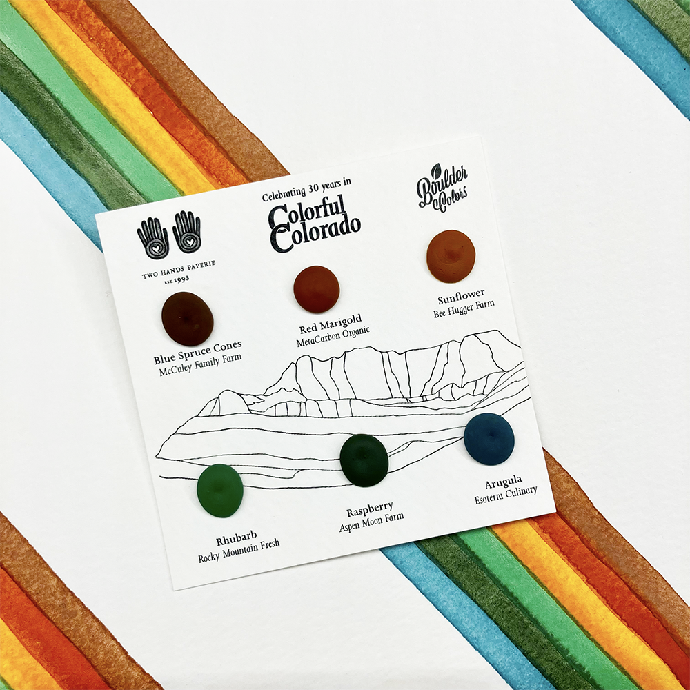 Colorful Colorado Watercolor Dot Card with paint sample colors