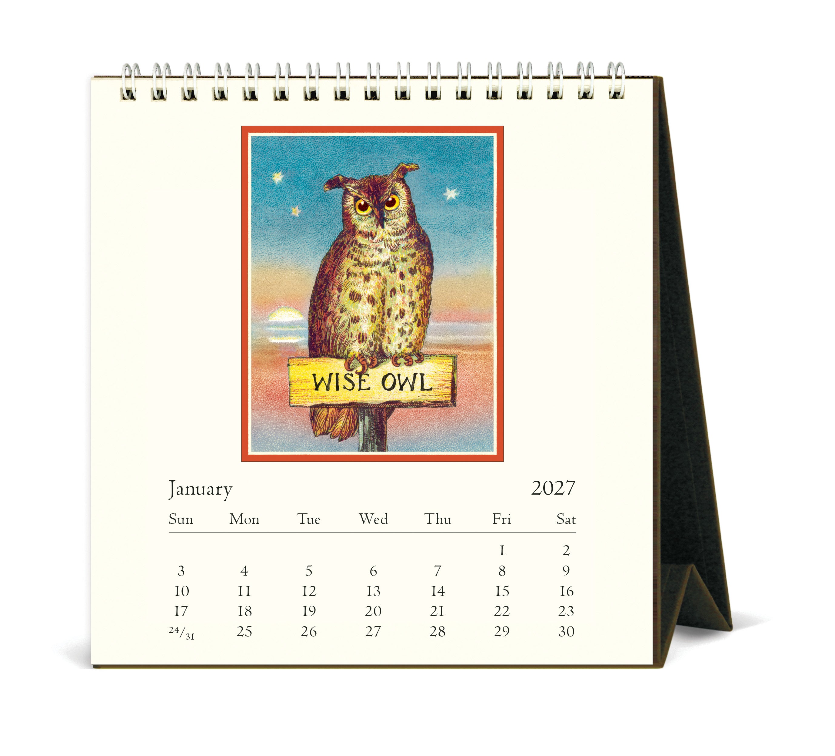 2027 Cavallini & Co. Vintage Owls Desk Calendar