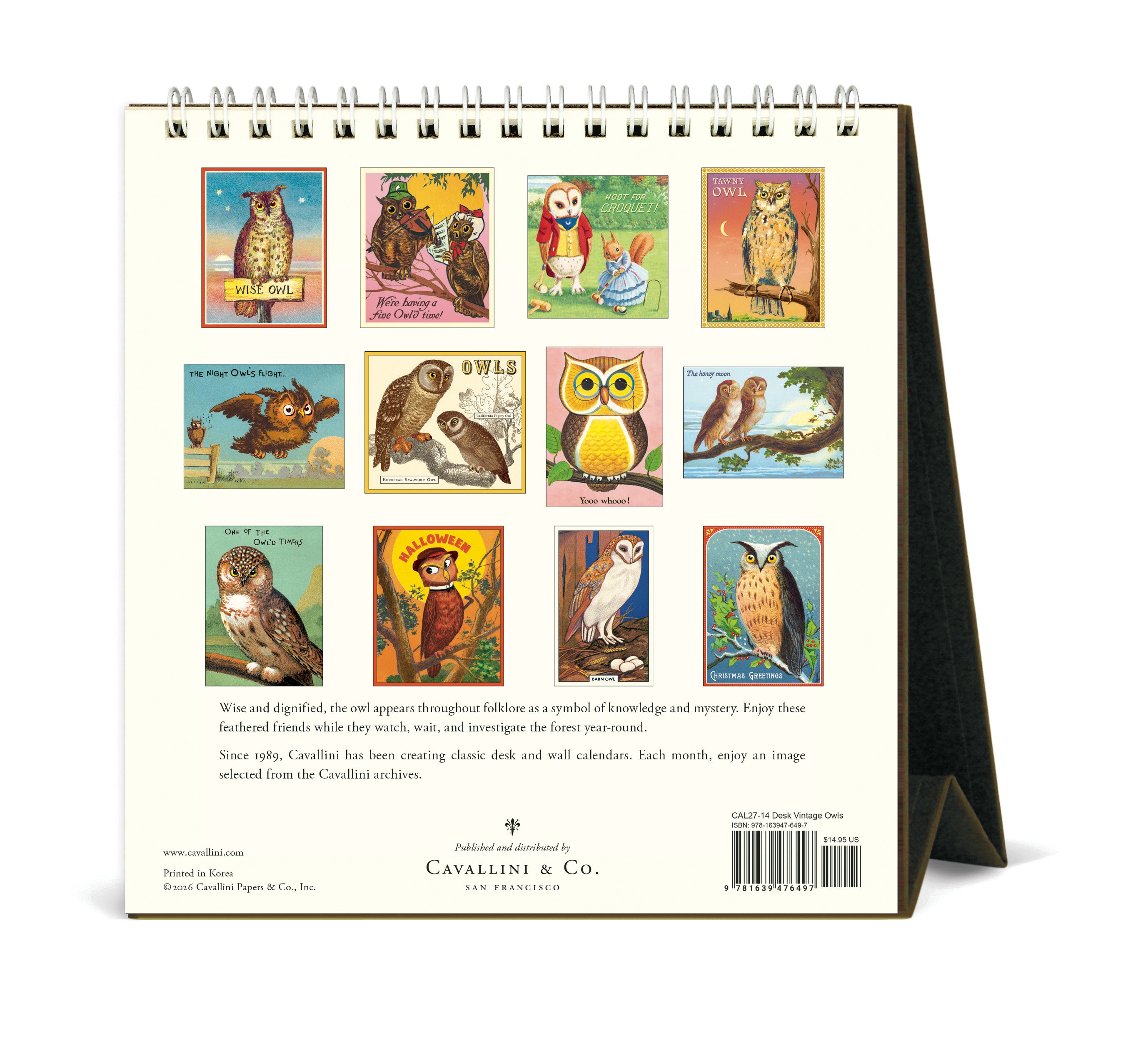 2027 Cavallini & Co. Vintage Owls Desk Calendar