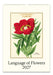 2027 Cavallini & Co. Language of Flowers Wall Calendar featuring a vintage botanical illustration of a red flower with green leaves on the front cover.