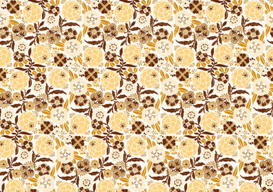 Image of Rossi 1931 Italian Decorative Paper- Flowers in Yellow and Brown