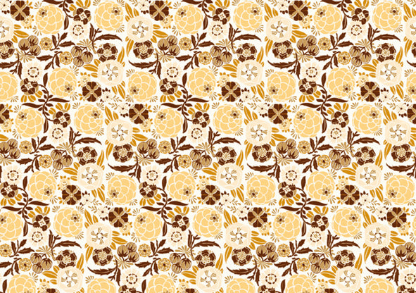 Image of Rossi 1931 Italian Decorative Paper- Flowers in Yellow and Brown