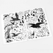 two pages of black and white illustrations of crows with a scarecrow