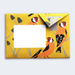 Pigeon Post- Dawn Chorus sample with orange birds on yellow background showing address area