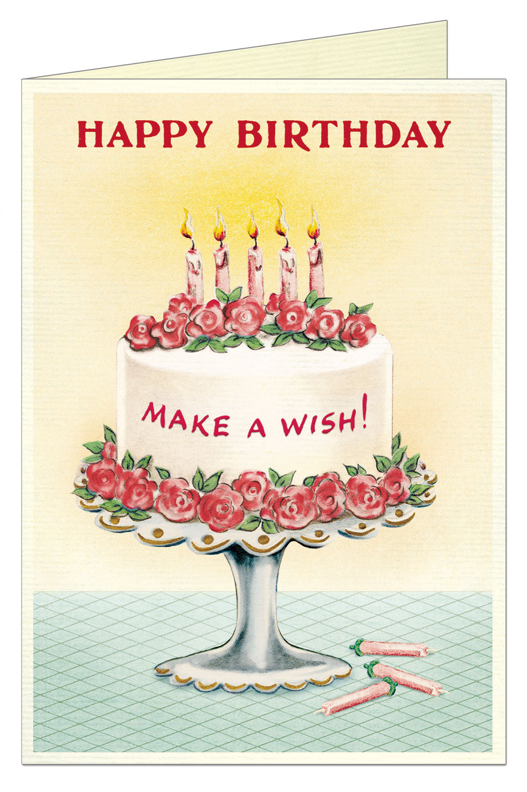 Cavallini & Co. Make a Wish Cake Blank Birthday Card