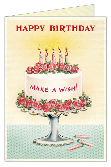 Cavallini & Co. Make a Wish Cake Blank Birthday Card