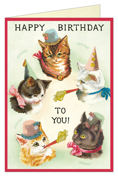 Cavallini & Co. Cat Party Single Blank Birthday Card