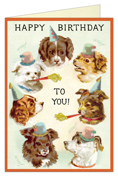 Cavallini & Co. Dog Party Single Blank Birthday Card