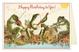 Cavallini & Co. Singing Frogs Single Blank Birthday Card
