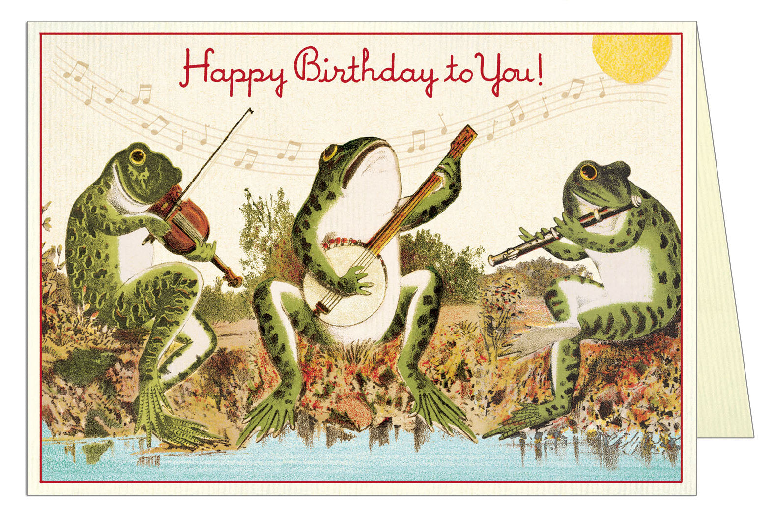 Cavallini & Co. Singing Frogs Single Blank Birthday Card