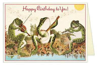 Cavallini & Co. Singing Frogs Single Blank Birthday Card