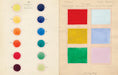 John Derian Sticker Book example pages- Color swatches and charts on a beige background