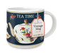 Tea time mug with floral design and 'Vintage Mug' label on a white background