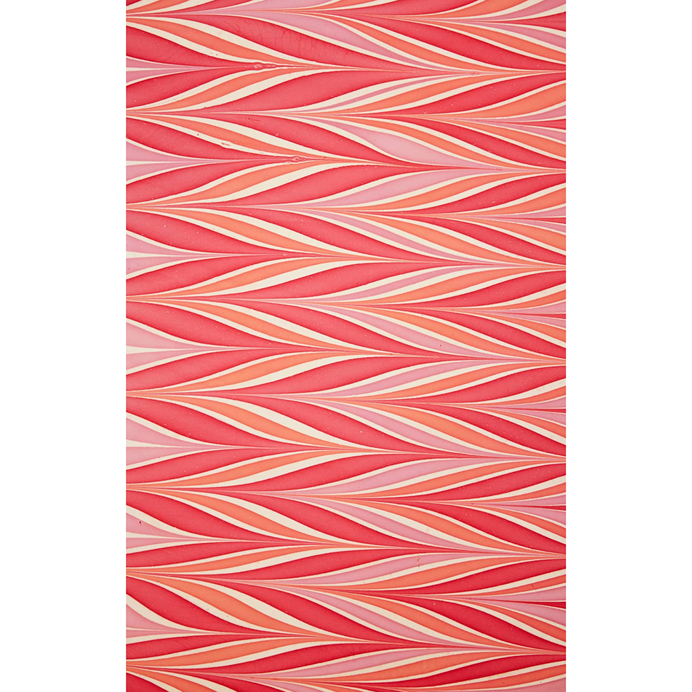 Handmade Indian Cotton Paper- Marbled Candy Stripes red, pink, coral, white- full sheet