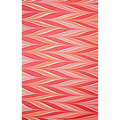 Handmade Indian Cotton Paper- Marbled Candy Stripes red, pink, coral, white- full sheet