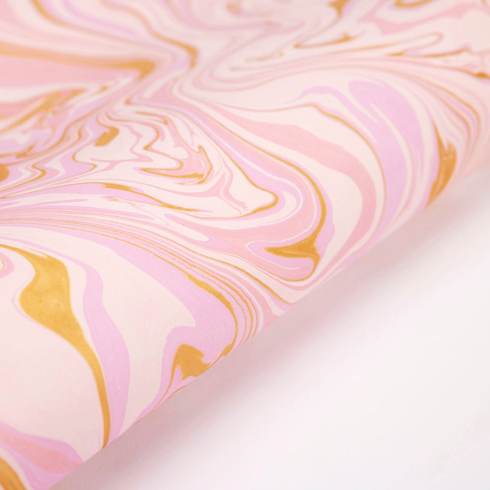 Handmade marbled paper "free spirit" champagne with pinks and gold- detail