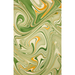 Handmade Indian Cotton Paper- Marbled Waves- "Matcha"  greens with gold -full sheet