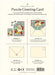 Instructions for using a Cavallini & Co. puzzle greeting card with Santa Claus design.