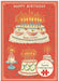Cavallini & Co. Happy Birthday Cake Puzzle Greeting Card- Puzzle packaging with a birthday cake illustration and 'Happy Birthday' text on a red background.