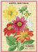 Cavallini & Co. Happy Birthday Language of Flowers Puzzle Greeting Card- Floral puzzle greeting card with colorful flowers and 'Happy Birthday' text on a beige background