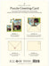 Cavallini & Co. Puzzle Greeting Card packaging with instructions and illustrations of a bear-themed puzzle and envelope.