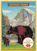 Puzzle greeting card with bear illustration and mountain landscape, featuring the text 'National Parks' 