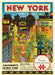 Colorful illustration of Times Square in New York on a puzzle card packaging.