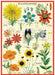 Jigsaw puzzle greeting card with illustrations of various wildflowers on a white background