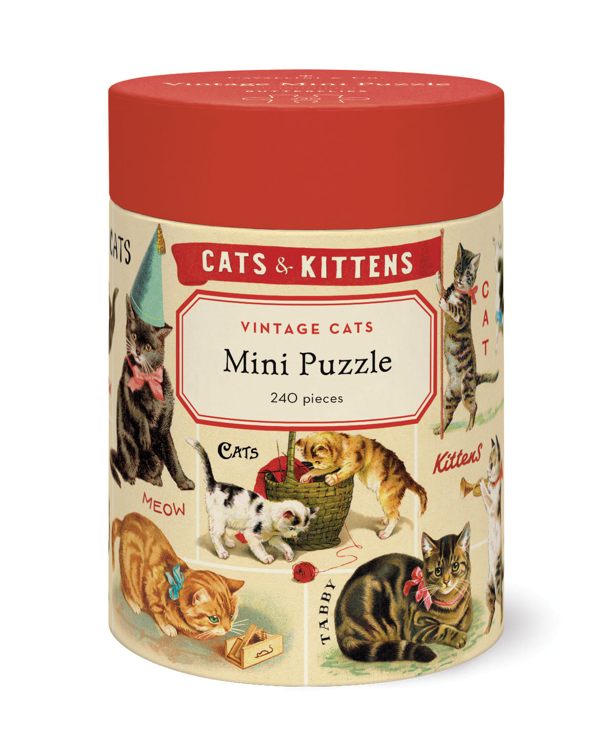 Cavallini & Co. Vintage Cats 240 Piece Mini Puzzle front packaging image