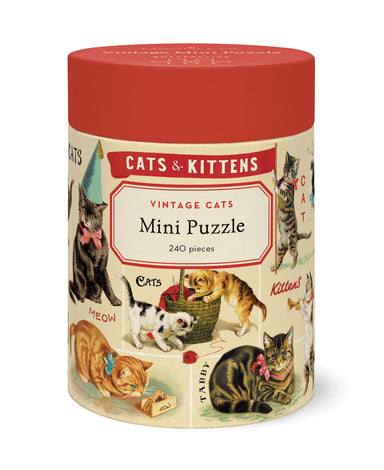 Cavallini & Co. Vintage Cats 240 Piece Mini Puzzle front packaging image