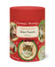 Cavallini & Co. Christmas Cats 240 Piece Mini Puzzle- image showing red cylindrical puzzle box with Christmas-themed cat illustrations on a white background