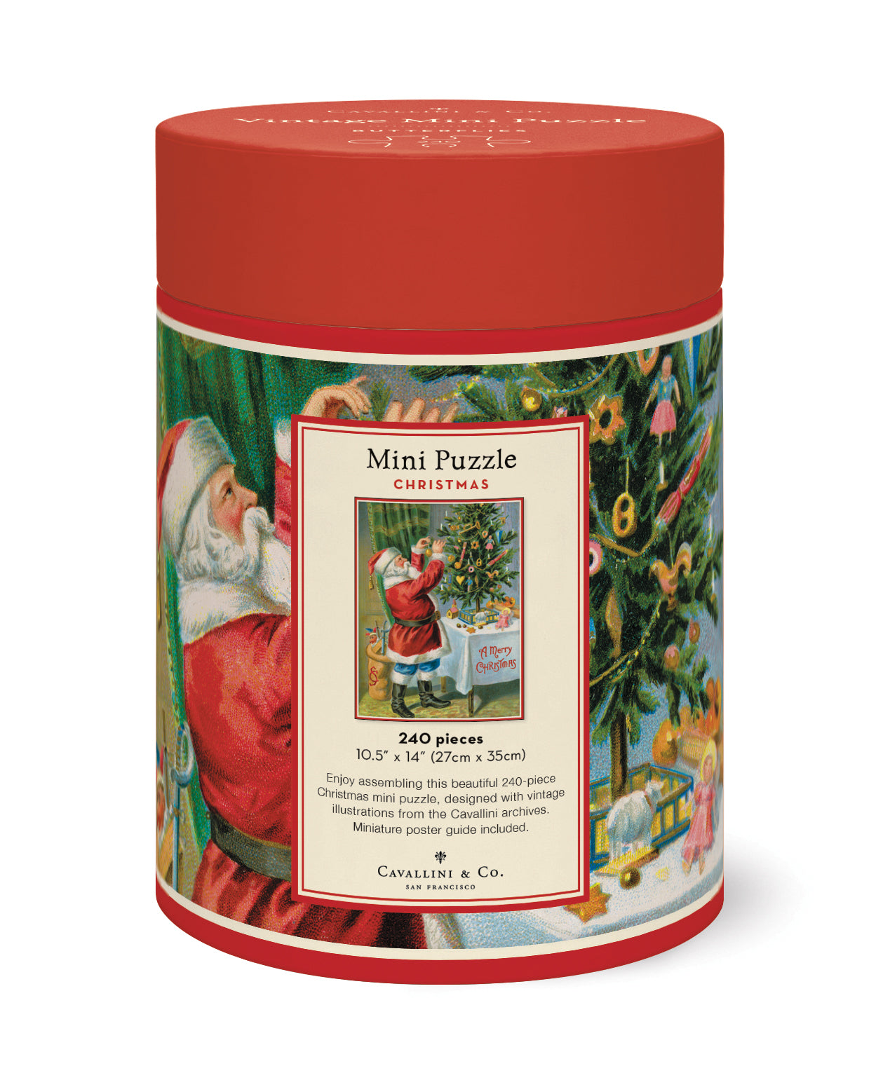 Cavallini & Co. Santa Claus 240 Piece Mini Puzzle image showing back of package
