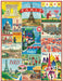 Cavallini & Co. Paris 240 Piece Mini Puzzle finished puzzle image- a collage of vintage-style images and landmarks of Paris, France.