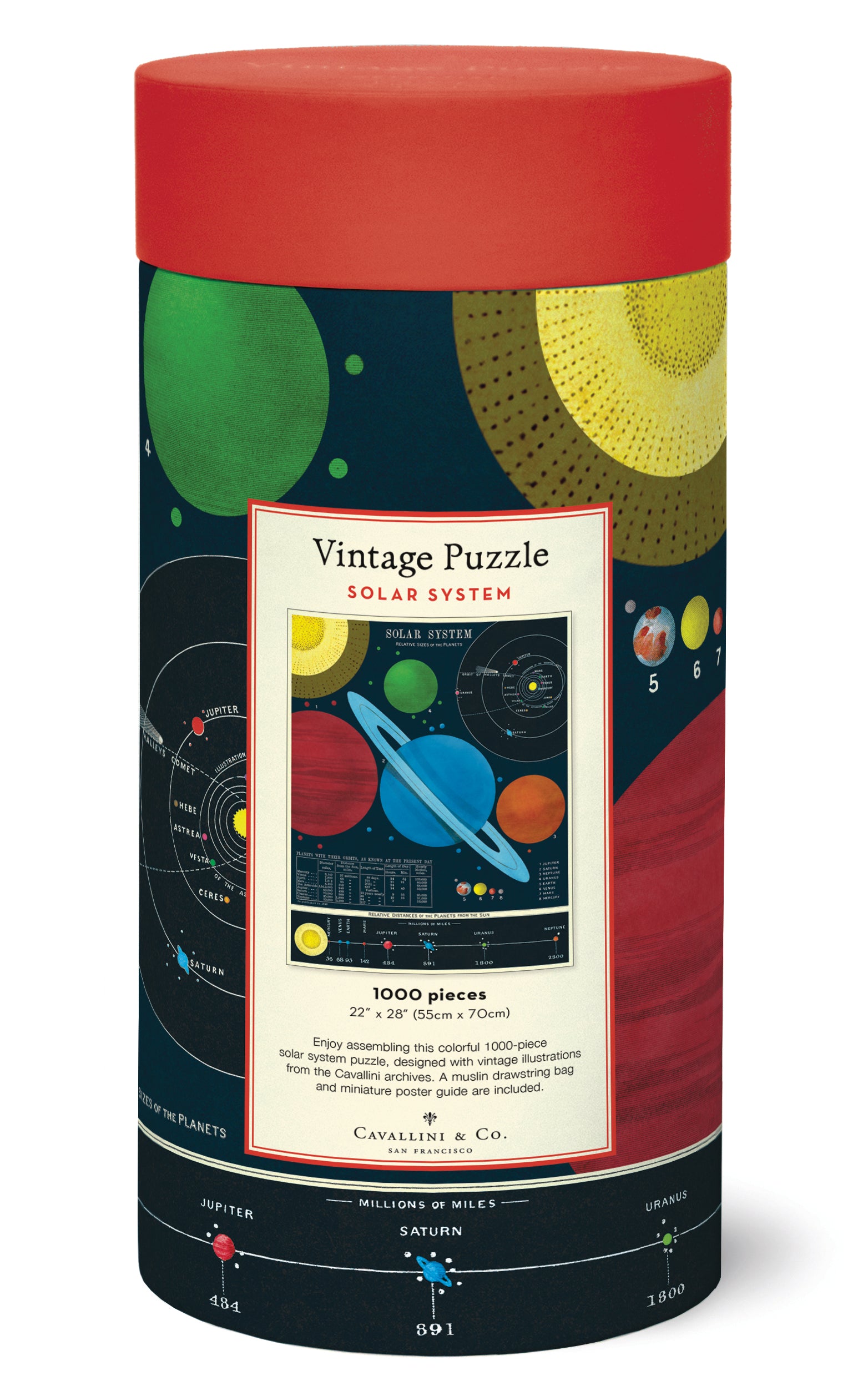 Cavallini & Co. Solar System 1000 Piece Puzzle back of package image