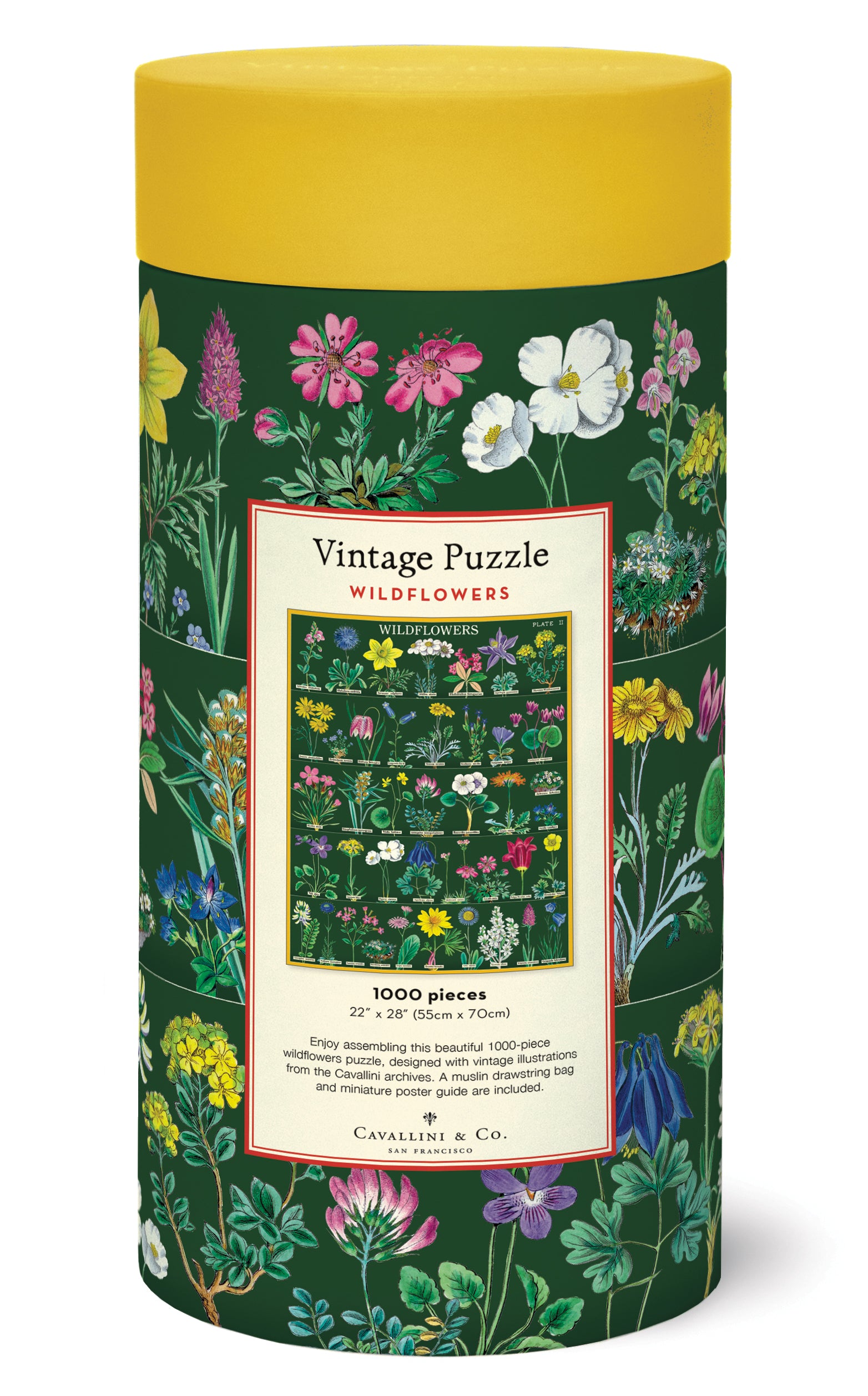 Cavallini & Co. Alpine Wildflowers 1000 Piece Puzzle back of package image