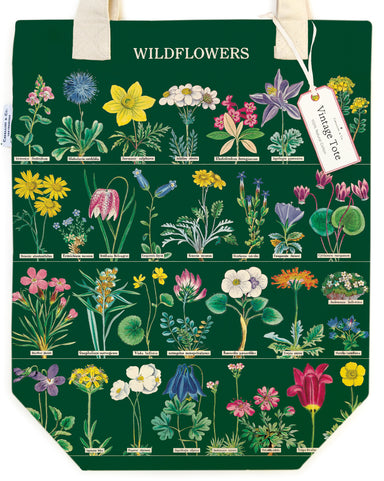 Cavallini & Co. Wildflowers in Bloom Cotton Tote Bag closeup view
