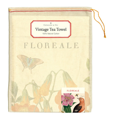 Bright, colorful, and functional tea towels feature vintage images from the Cavallini archives printed on natural cotton towels.