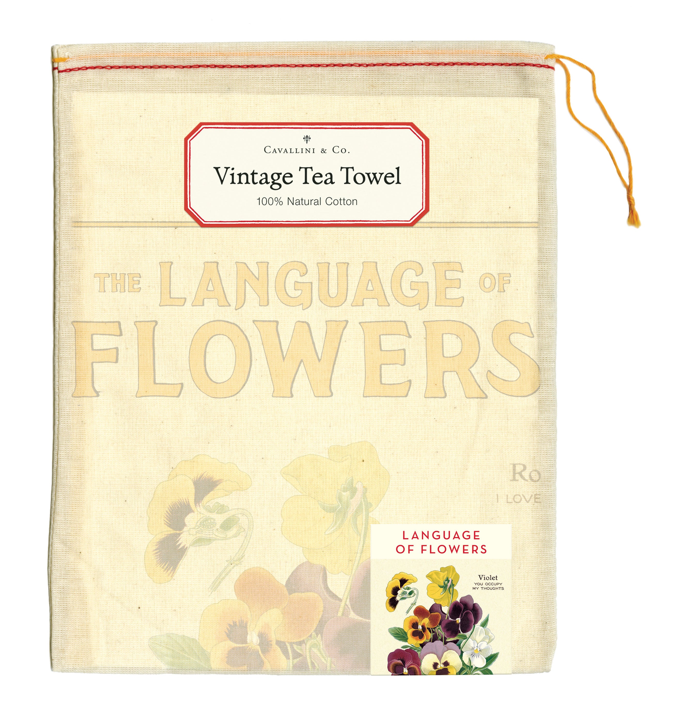 Cavallini & Co. Language of Flowers Cotton Tea Towel packaging image