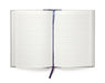 Open notebook with lined pages on a white background