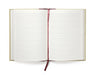 Open notebook with lined pages on a white background