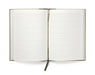 Open notebook with lined pages on a white background