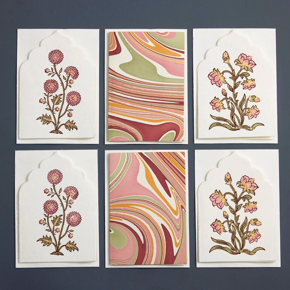 Indian Cotton Boxed Notecards- Sandook Pink Quartz