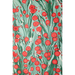 Handmade Indian Cotton Paper- Marbled Cosmos- Dark green, pale green with red and white accents- full sheet
