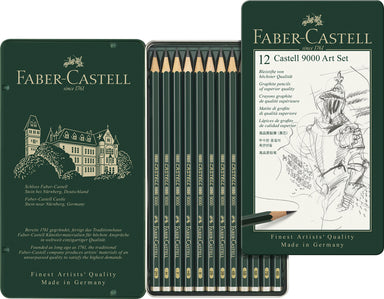 12 graphite pencils of superior quality in finely graded degrees of hardness ranging from 8B - 2H.