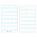 This top-spiral notebook has 50 sheets (100 pages) printed with the "universal pattern", blue ink on white paper- 1/4 inch rules with a faint 1/4 inch grid. 