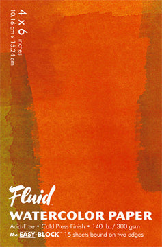 Fluid Watercolor Paper- Cold Press Pad comes in a variety of sizes. 