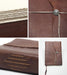 Medieval Leather Journal class sample- 4 images with hand torn foredge, button  closure, binding pattern, front cover