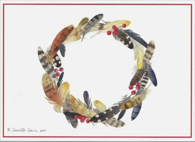 Crane Creek Graphics Holiday Feather Wreath Notecards- set of 10 cards and envelopes