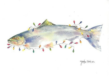 Crane Creek Graphics Holiday Steelhead Lights Notecard Folio- set of 10 cards and envelopes