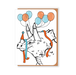 Two Hands Made- Party Triceratops with Balloons- single greeting card is blank inside, ready for your own special message. 